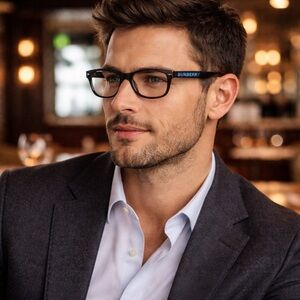 Burberry B2385-U 3001 Black RX Eyeglasses 54□19 Blue LogoTemple New Italy Unisex